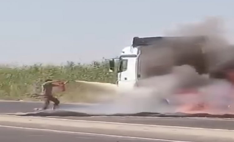 Yangın tüpüyle müdahale sırasında patlama meydana geldi