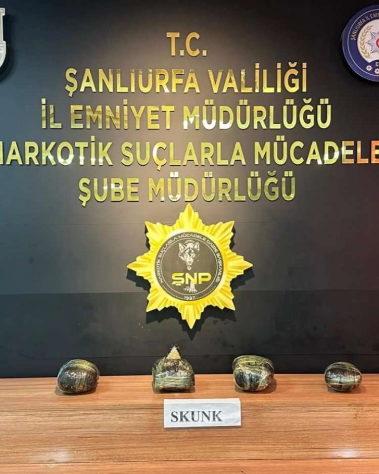 Şanlıurfa’da 4 kilo 350 gram skunk maddesi ele geçirildi.